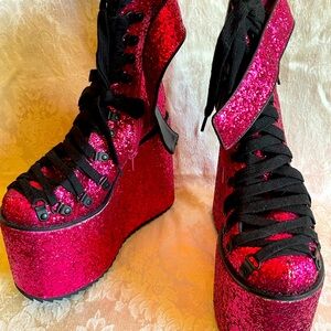 Glittery Pink Platform Boots